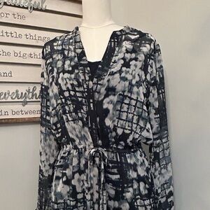 Sheer Banana Republic Dress w/Slip Cinch Tie at Waist Hidden Pockets Size Medium